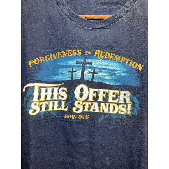 John 3:16 Shirt Forgiveness Redemption One And Only Son Blue Jesus Tee Medium - Picture 2 of 10